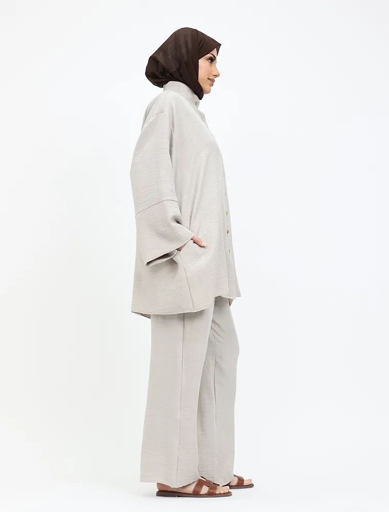 Stone Linen Feel Casual Co Ord